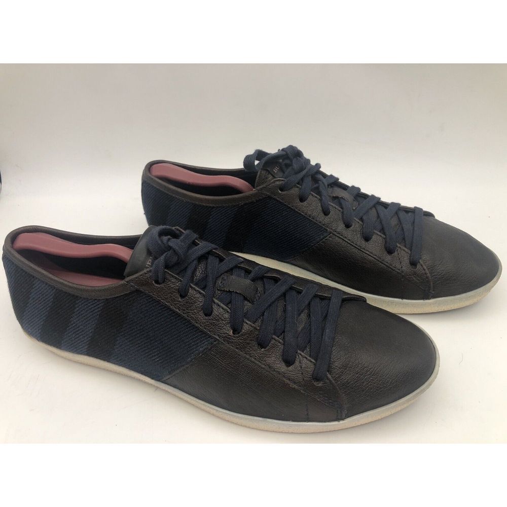 Burberry Low‎ Top Sneakers Brown Leather Nova Check Canvas Mens Size EU 42 US 9